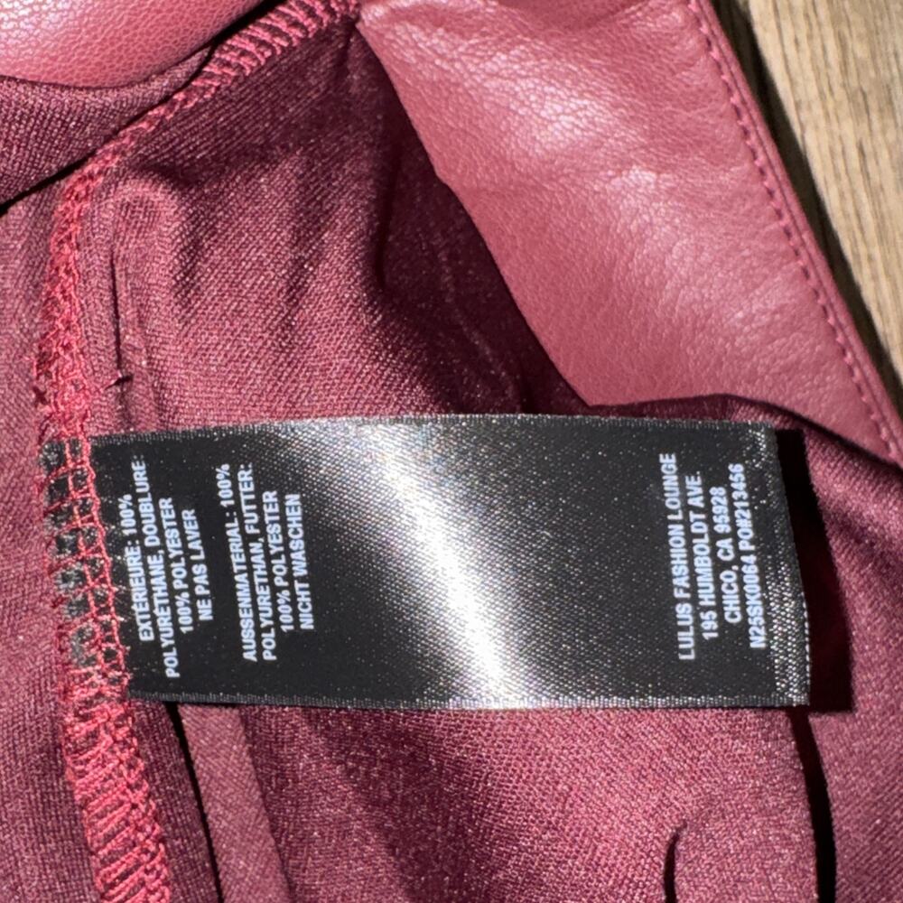 Lulus Burgundy Faux Leather Skort Large Moto Y2K Dark Academia Indie Sleaze Rock - Picture 8 of 9
